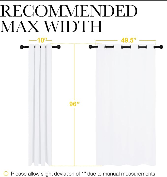 NICETOWN White Curtains for Sliding Door - 55 by 96, 2 Pieces, Blocking Out 50% Sunlight Window Treatment Modern Design Grommet Curtain Panels for Dining Room