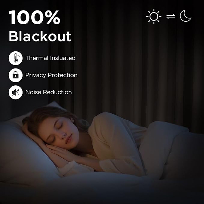 CUCRAF Khaki Blackout Curtains 96 inch Length 2 Panels Set, Rod Pocket Room Darkening Drapes for Bedroom Living Room, Insulated Thermal Light Blocking Window Curtain (W52 x L96 Inch)