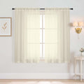 Cream Window Sheer Curtains 45 Inches Length, Voile Short Curtains for Living Room Bedroom, Modern Soft Window Drapes 2 Panels Set, Top Dual Rod Pocket Design, 2x42Wx45L Inches