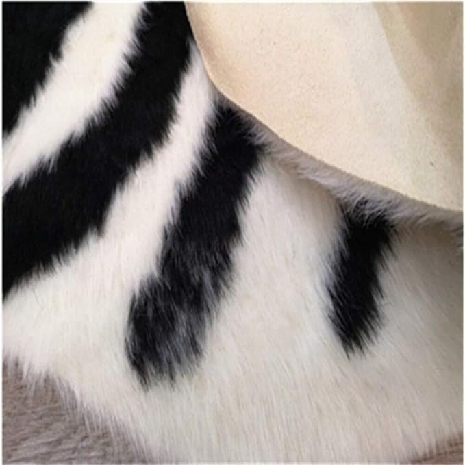 Zebra Print Rug Faux Animal Cowhide Skin Area Rug Leather Carpet Mat Large Size for Home Office Livingroom 5.2'x3.9'