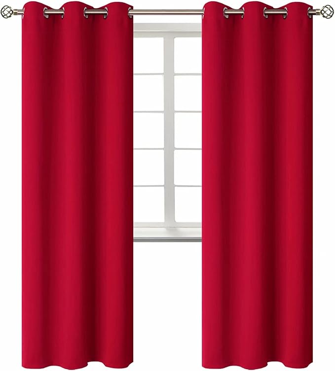BGment Room Darkening Curtains 72 Inches Long - Grommet Thermal Insulated Drapes Window Treatment Curtains for Bedroom, 2 Panels, 42 x 72 Inch, Red