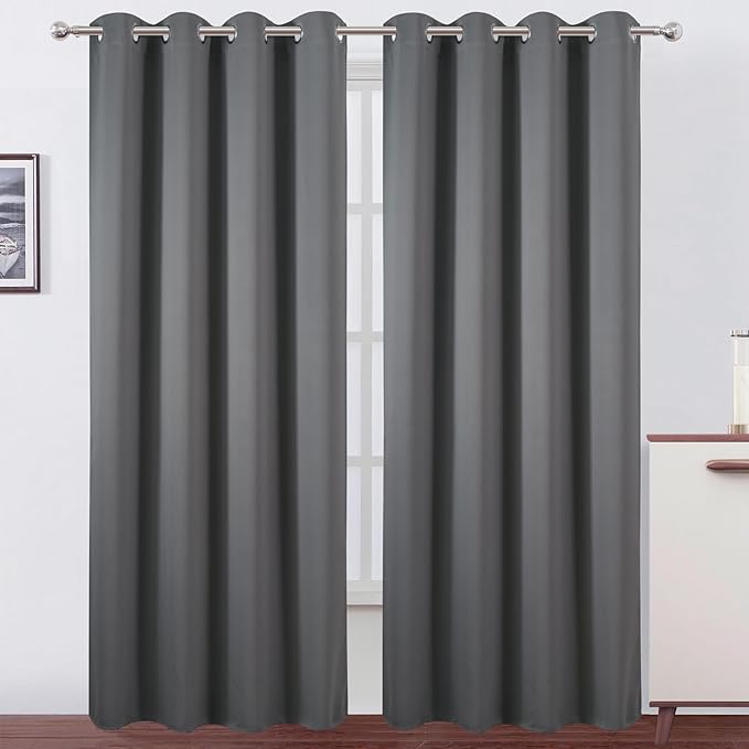 LEMOMO Blackout Curtains 52 x 120 Inch Long Frost Grey Curtains Set of 2 Panels Room Darkening Curtains for Bedroom and Living Room