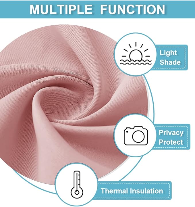 RYB HOME Blackout Cafe Curtains 30 inch Length, Short Light UV Heat Blocking Energy Saving Privacy Curtain Tiers for Basement Bathroom Kitchen Window, Width 29 by Length 30, Peach Blush, 2 Panels