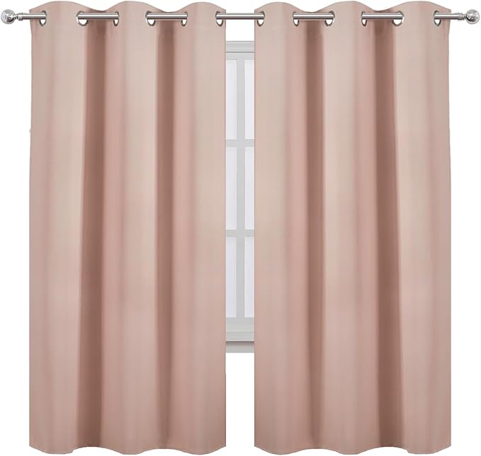 LEMOMO Blush Thermal Blackout Curtains/42 x 72 Inch/Set of 2 Panels Room Darkening Curtains for Bedroom
