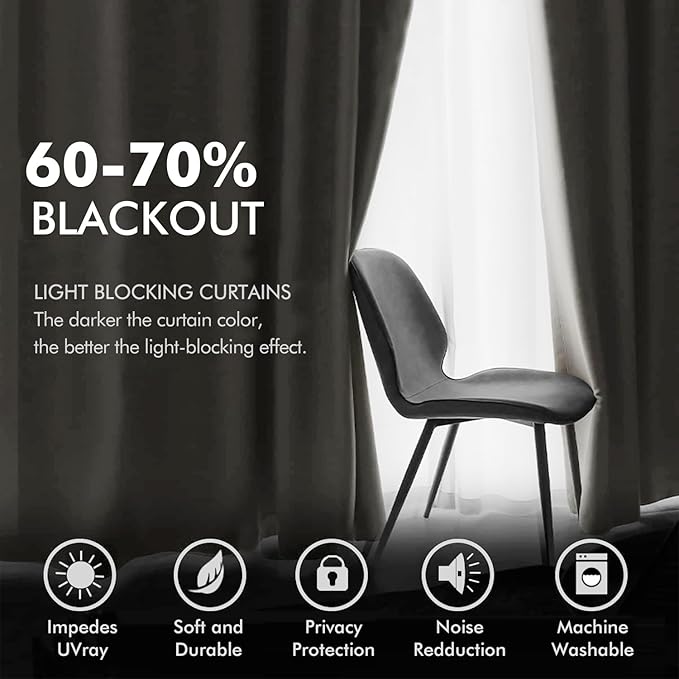 MIULEE 90 Inches Velvet Curtains Off White Elegant Grommet Curtains Thermal Insulated Soundproof Room Darkening Curtains/Drapes for Classical Living Room Bedroom Decor 52 x 90 Inch Set of 2