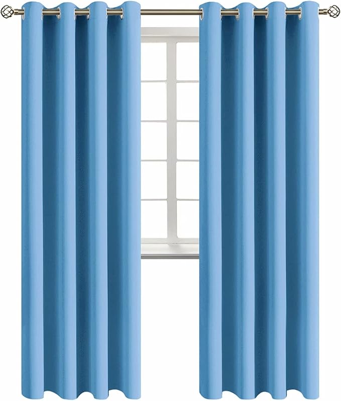 BGment Room Darkening Curtains 84 Inches Long - Grommet Thermal Insulated Drapes Window Treatment Curtains for Bedroom, 2 Panels, 52 x 84 Inch, Sky Blue