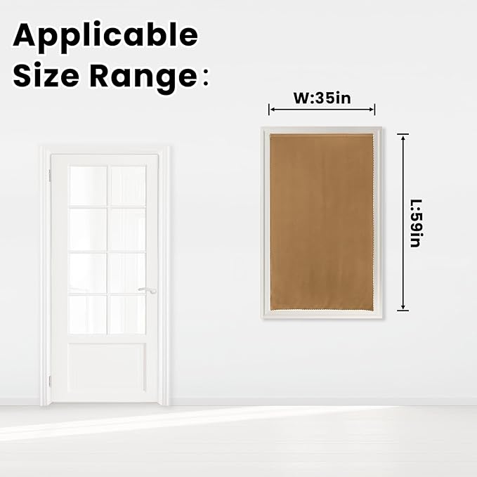 Self Adhesive Curtains, Stick Curtain Blackout Shades Window Cover Curtains for Living Room No Drilling, 35" W X 59" L, Brown, 1 Panel