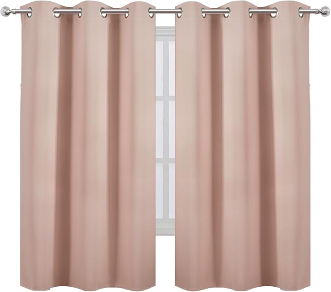 LEMOMO Blush Thermal Blackout Curtains/38 x 63 Inch/Set of 2 Panels Room Darkening Curtains for Bedroom