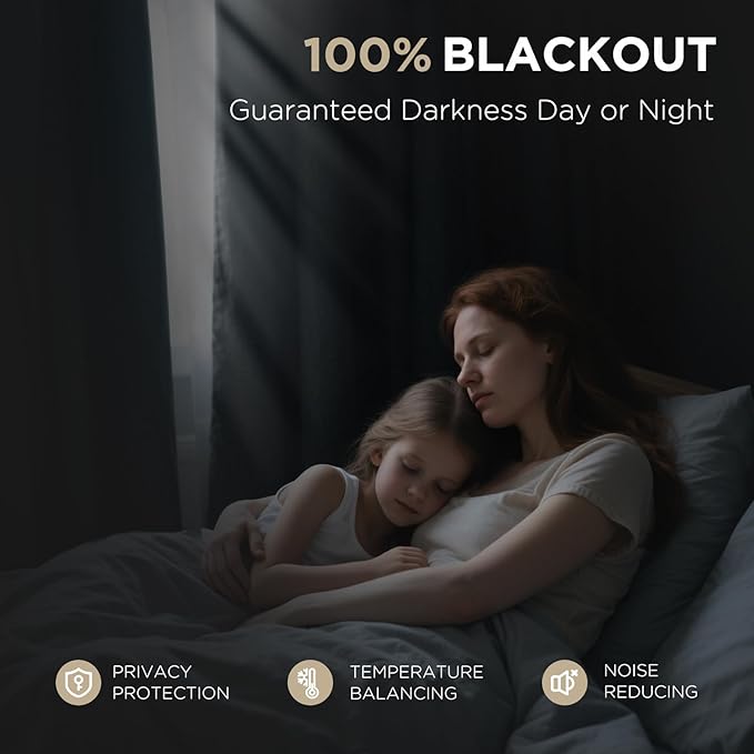 Joydeco Blackout Curtains for Bedroom - 100% Light Blocking 2 Panels Navy Blue Drapes 42" W x 90" L, Thermal Insulated Room Darkening Curtains, Linen Textured for Living Room, Rod Pocket & Back Tabs