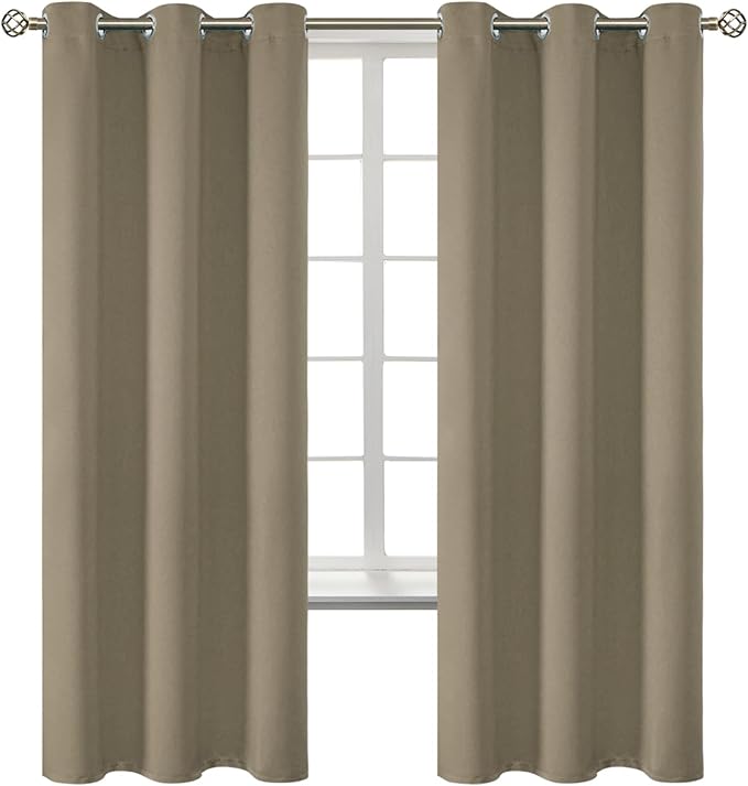 BGment Room Darkening Curtains 72 Inches Long - Grommet Thermal Insulated Drapes Window Treatment Curtains for Bedroom, 2 Panels, 42 x 72 Inch, Cocoa