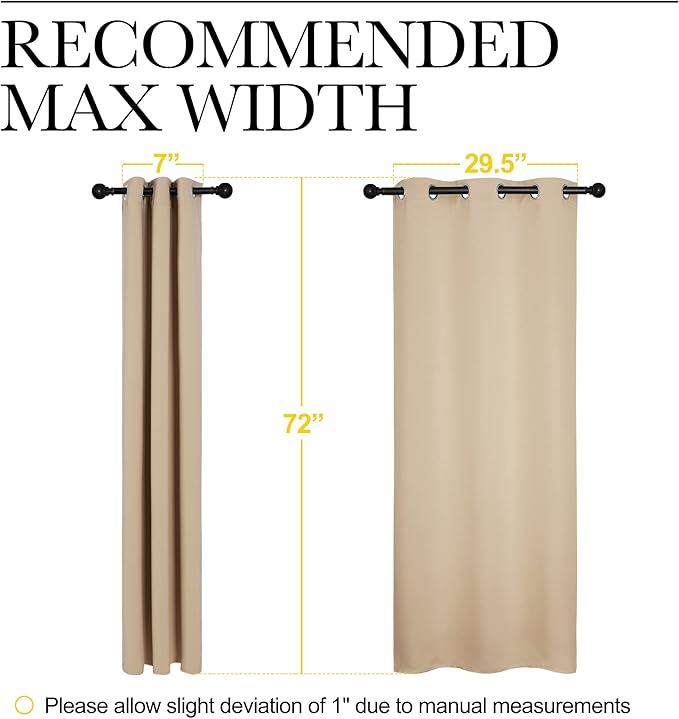 NICETOWN Room Darkening Curtain Panels for Cafe, Thermal Insulated Grommet Room Darkening Draperies/Drapes for Window (Biscotti Beige, 2 Panels, W34 x L72 -inch)