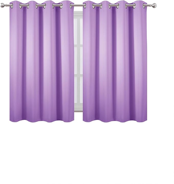 LEMOMO Blackout Curtains 52 x 45 inch Lavender Curtains Set of 2 Panels/Thermal Insulated Room Darkening Bedroom Curtains