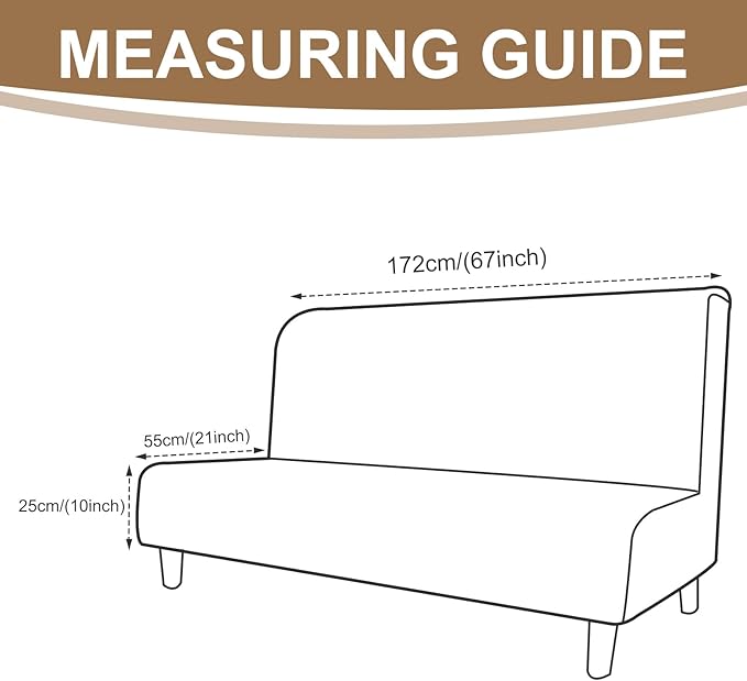 U-NICE HOME Stretch Futon Cover Armless Bed Slipcover - Soft Jacquard Fabric Washable for Pet Friendly, Black