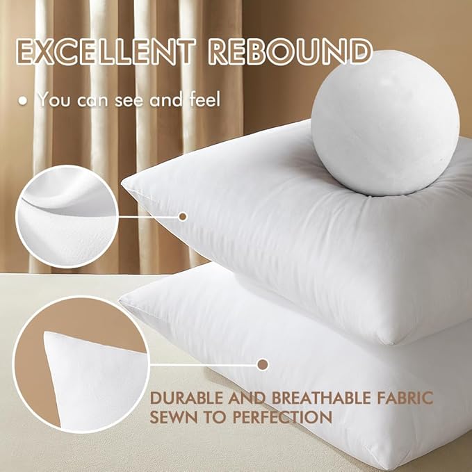 MIULEE 24x24 Inches Pillow Inserts Pack of 2, Decorative Throw Pillow Inserts for Couch