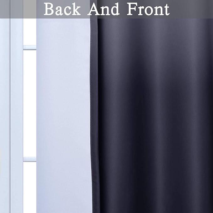 SimpleHome Gradient Color Ombre Room Darkening Curtains Blackout Black Thermal Insulated Grommet Panels Grommet Window Drapes for Living Room/Bedroom, Black,62x63 inches