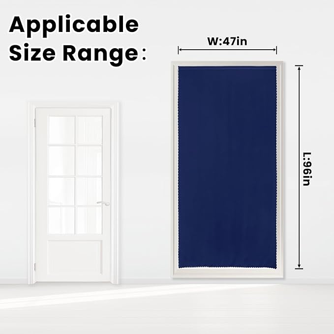 Self Adhesive Portable Blackout Curtains for Bedroom Easy to Install Window Thermal Lnsulated Kitchen Room Darkening Small Window Curtains, 47" W X 96" L, Navy Blue, 1 Panel