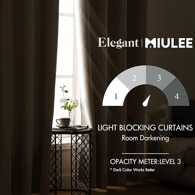 MIULEE Blackout Curtains for Bedroom Living Room Thermal Insulated Room Darkening Grommet Top Solid Light Blocking Drapery Set of 2 Window Panels 52 x 72 Inches Birch
