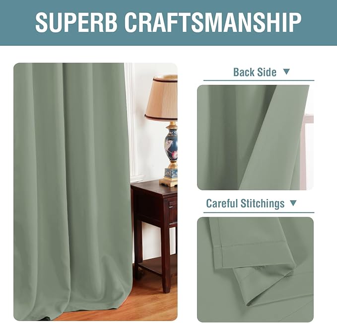 H.VERSAILTEX Blackout Curtain for Living Room Thermal Insulated Window Treatment Curtain Extra Long 108 inch Length Energy Saving Solid Grommet Top Blackout Drape, One Panel, Cyan, 52" W x 108" L