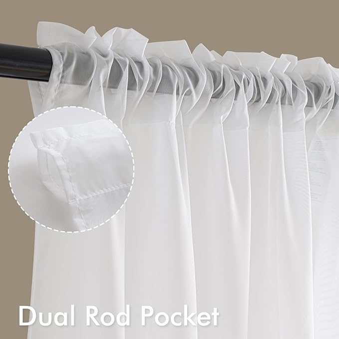 MIULEE Short Curtains 30 Inches Long, 4 Panels Set, Light Filtering Half Window Tier White Sheer Curtains for Kitchen/Bathroom, 42W x 30 Inches