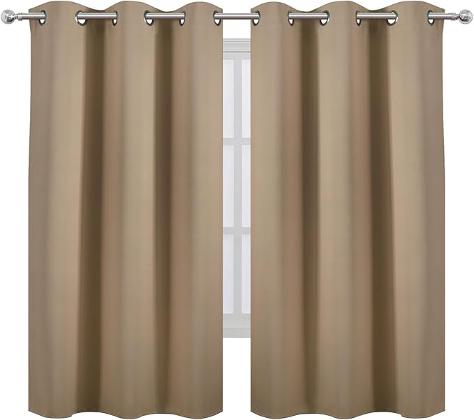 LEMOMO Natural Thermal Blackout Curtains/38 x 63 Inch/Set of 2 Panels Room Darkening Curtains for Bedroom