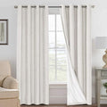 H.VERSAILTEX Linen Curtains 100% Blackout Curtains for Bedroom 102 inch Long Full Light Blocking Nature Linen Blended Window Curtains for Living Room Nickel Grommet (2 Panels, Ivory)