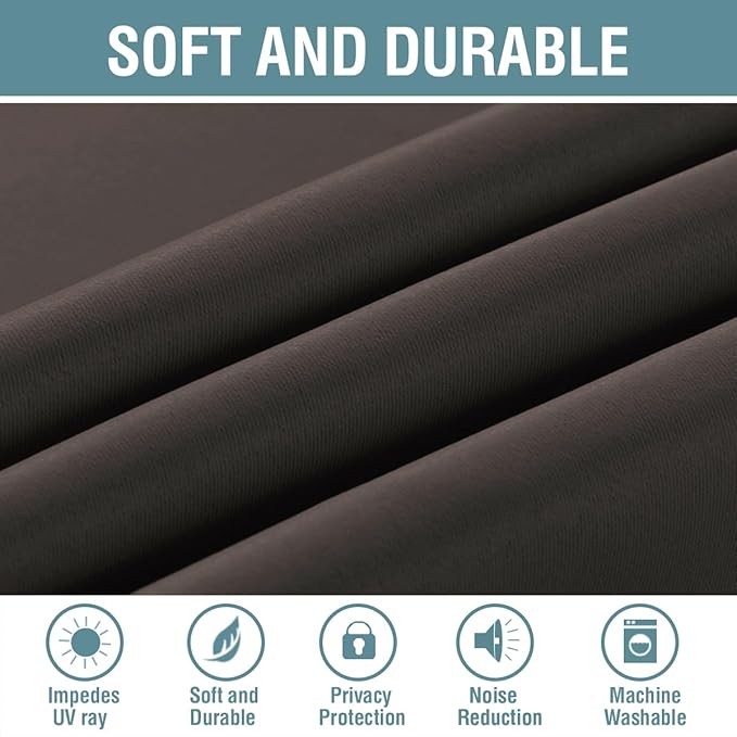 H.VERSAILTEX Premium Blackout Curtains for Living Room 84 Inches Length, Blackout Curtains for Bedroom Curtains & Drapes Thermal Insulated Drapes - Chocolate Brown, 1 Panel, 52" W x 84" L