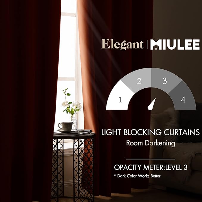 MIULEE 2 Panels Orange Blackout Curtains Room Darkening Thermal Insulated Fall Drapes Solid Window Treatment Set Grommet Top Light Blocking Curtain for Living Room/Bedroom 52 x 84 inch