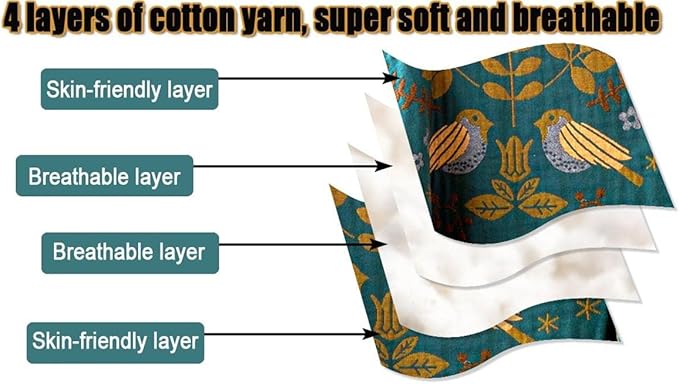 MSGKV Boho Throw Blanket 100% Cotton Blankets for Bed Couch 60''x80'', Spring Breathable Farmhouse Bird Blankets Quilt Muslin Home Decor