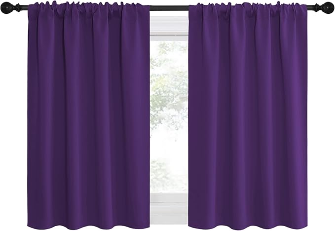 NICETOWN RV Blackout Curtains for Camper Windows, Kitchen Curtains Blackout Drapes & Curtains, Energy Smart Window Treatment Curtain Panels for Bedroom (Royal Purple, 42 in x 36 in (W x L), Set of 2)