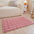 Pink Rabbit Plush Rug 2'x3', Fluffy Faux Fur Shaggy Area Rug for Nursery, Kids Room Decor, Soft Fuzzy Carpet for Living Room, Bedroom, Teen Girls Room