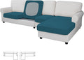 Easy-Going Stretch 4 Pieces Couch Cushion Covers for Sectional Sofa Left/Right L Shape Chaise Lounge Sofa Seat slipcover Anti-Slip Sofa Cover Soft (3 Seater + 1 Chaise, Peacock Blue)