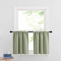 RYB HOME Cafe Blackout Curtains 24 inch Length, RV Curtains for Camper Windows, Mini Short Small Insulating Light UV Blocking Privacy Half Window Tiers, Width 29 by Length 24, Sage Green, 2 Panels