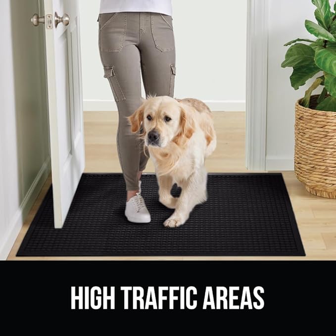 GORILLA GRIP® Ultra Absorbent Front Door Mat Outside Entrance 72x24, Traps Dirt and Moisture, HydroABSORB Indoor Outdoor Doormat Holds Up to 2.75 Cups Water, Stain and Fade Resistant Welcome Mat Black