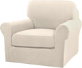 Turquoize 2 Piece Chair Covers for Living Room Armchair Couch Cover with Individual Cushion Covers Furniture Cover for Chairs (Chair,BiscottiBeige)