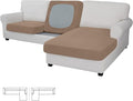 Easy-Going Stretch 3 Pieces Couch Cushion Covers for Sectional Sofa Left/Right L Shape Chaise Lounge Sofa Seat slipcover Anti-Slip Sofa Cover Soft (2 Seater + 1 Chaise, Camel)