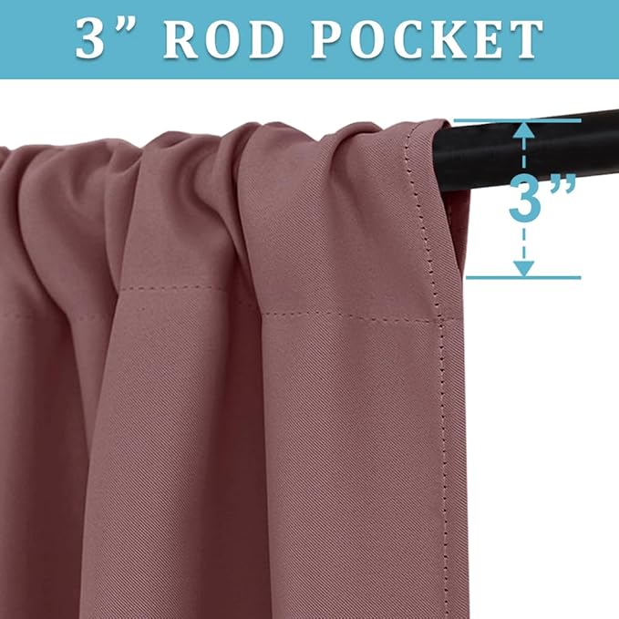 RYB HOME Large Blackout Curtains for Bedroom 84 inches Long 2 Panels Set, Privacy Thermal Insultaed Sunlignt Heat Blocking Drapes for Sliding Patio Door, Width 70 by Length 84, Dusty Rose
