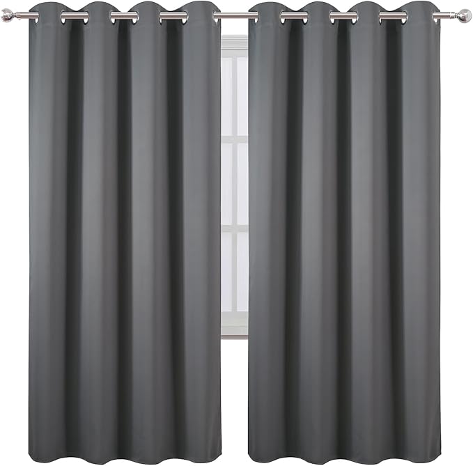 LEMOMO Blackout Curtains 66 x 72 Inch Long Frost Grey Curtains Set of 2 Panels Room Darkening Curtains for Bedroom and Living Room