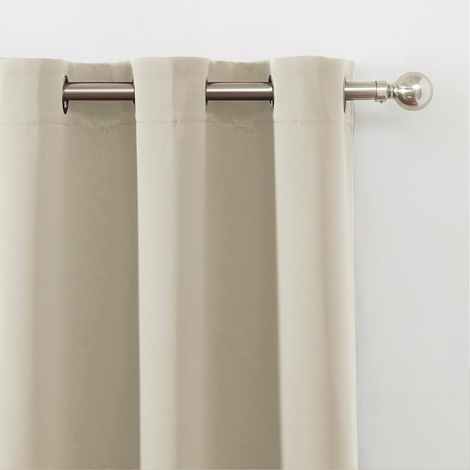 LEMOMO Blackout Curtains 66 x 95 inch/Light Beige Curtains Set of 2 Panels/Thermal Insulated Room Darkening Bedroom Curtains