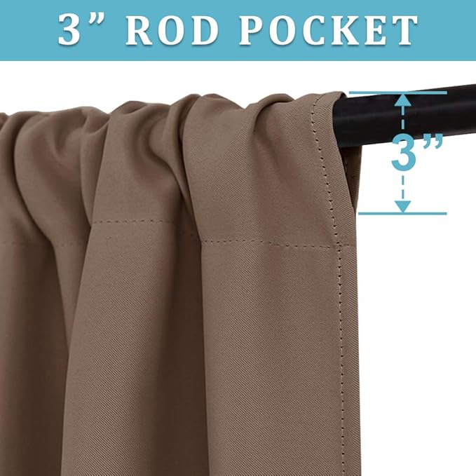 RYB HOME Cafe Blackout Curtains 24 inch Length, RV Curtains for Camper Windows, Mini Short Small Insulating Light UV Heat Blocking Privacy Half Window Tiers, Width 42 by Length 24, Mocha, 2 Panels