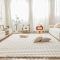 Creamy White Rabbit Plush Rug 8'x10', Fluffy Faux Fur Shaggy Area Rug for Nursery, Kids Room Decor, Soft Fuzzy Carpet for Living Room, Bedroom, Teen Girls Room