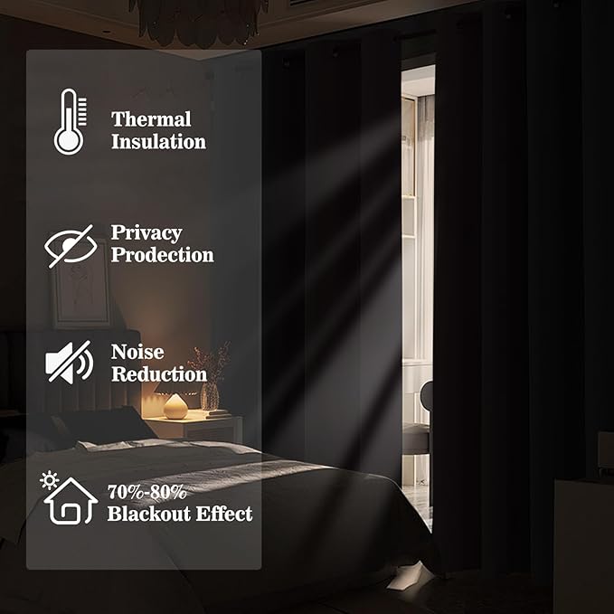 Yakamok Blackout Ombre Burgundy and Black Curtains for Bedroom, Gradient Room Darkening Curtains, Grommet Thermal Insulated Light Blocking Window Drapes/Curtain for Living Room,52 x 72 Inch,2 Panels