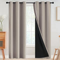 SimpleHome 100% Blackout Curtains for Bedroom,Thermal Insulated Natural Grommet Window Drapes Room Darkening Curtains for Living Room with Black Back,42 x 84 Inch,2 Panels