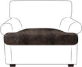 Leather Look Couch Cushion Covers Sofa Seat Slipcovers Sets Couches Furniture Protector for Sectional Armchair Loveseat Pets Kids Stretch Spandex Fabric (1 T-Cushion Armchair, Brown)