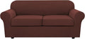 H.VERSAILTEX 3 Piece Stretch Sofa Covers for 2 Cushion Sofa Couch Covers for Living Room Sofa (Base Cover Plus 2 Seat Cushion Covers) Thicker Jacquard Fabric (Large Sofa, Burnt Brick)