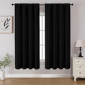 CUCRAF Black Blackout Curtains 54 inch Length 2 Panels Set, Rod Pocket Room Darkening Drapes for Bedroom Living Room, Insulated Thermal Light Blocking Window Curtain (W52 x L54 Inch)