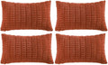 Fancy Homi 4 Packs Boho Burnt Orange Fall Decorative Throw Pillow Covers 14x24 Inch for Couch Bed Sofa, Rustic Modern Farmhouse Home Decor, Soft Plush Corduroy Cute Square Cushion Case 35x60 cm