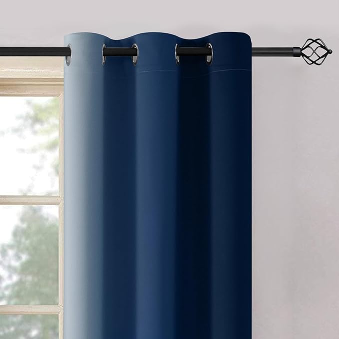 Yakamok Blue and Greyish White Ombre Curtains, Room Darkening Gradient Color Curtains for Bedroom, Light Blocking Thermal Insulated Window Drapes for Living Room(2 Panels, 42x72 Inch)