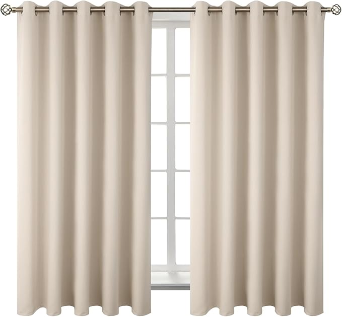 BGment Blackout Curtains - Grommet Thermal Insulated Room Darkening Bedroom and Living Room Curtains, Set of 2 Panels (70 x 63 Inch, Champagne)