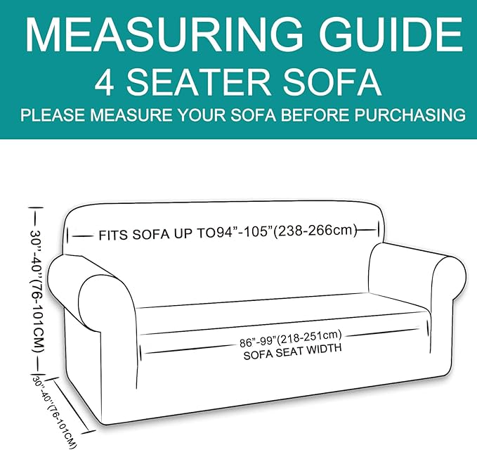 U-NICE HOME 4 Seater Stretch Couch Cover Sofa Cover Washable Sofa Slipcover Furniture Protector for 3 Cushion Couch Sofa Pet Friendly, Black