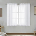 OVZME White Sheer Curtains 45 Inch Long 2 Panels, Rod Pocket Voile Drapes for Small Windows, Each 42 by 45 Inches.